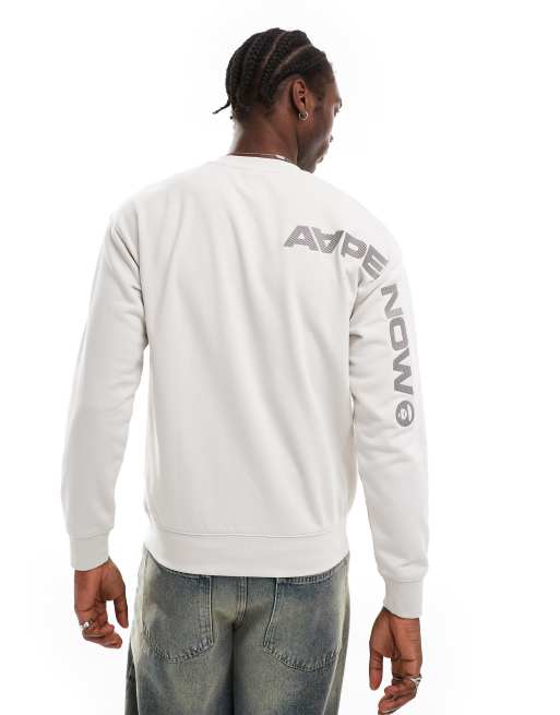 A BATHING APE ロゴ ニット　グレー Aape by A Bathing Ape logo knit sweater in gray | ASOS