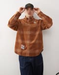 [AAPE BY A BATHING APE®] Aape By A Bathing Ape logo long sleeve shirt in brown check-Black S BROWN