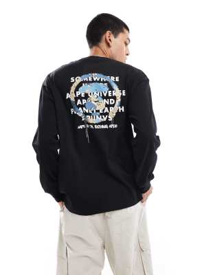 Aape By A Bathing Ape Logo Long Sleeve T-shirt With Back Print In Black