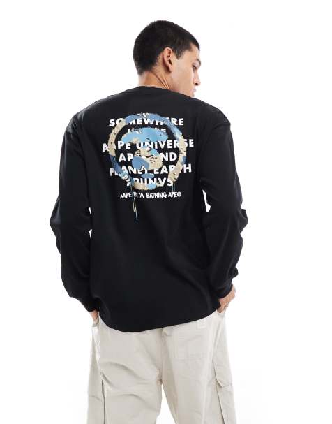 Aape By A Bathing Ape logo long sleeve T-shirt with back print in black - view 1