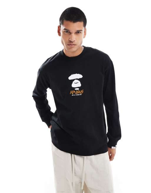 Aape By A Bathing Ape logo long sleeve T-shirt with back print in black, 2 of 4