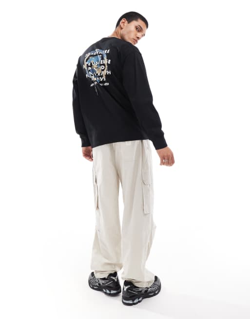 Aape By A Bathing Ape logo long sleeve T-shirt with back print in black, 3 of 4