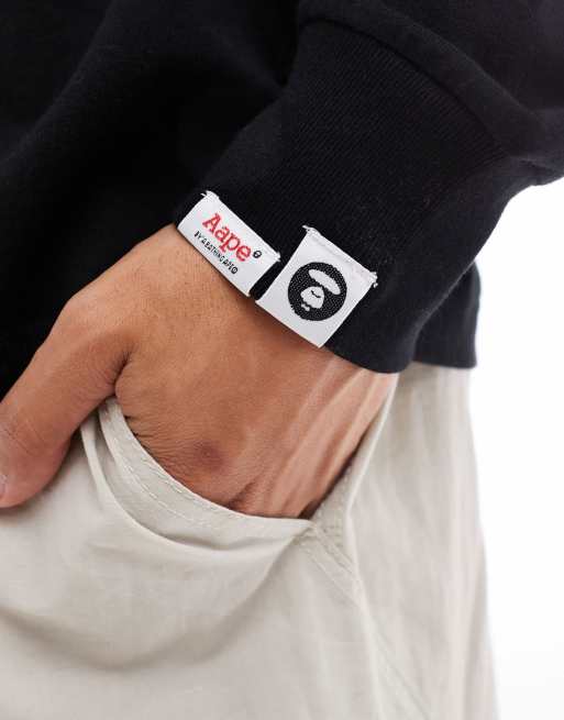 Aape By A Bathing Ape logo long sleeve T-shirt with back print in black, 4 of 4
