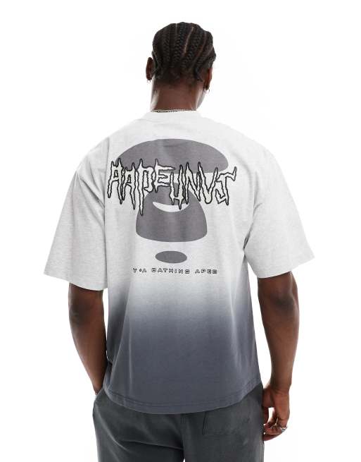 AAPE By A Bathing Ape logo ombre T-shirt in gray | ASOS