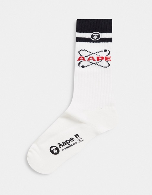 AAPE By A Bathing Ape logo socks in white