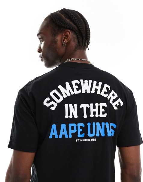Aape By A Bathing Ape logo somewhere t-shirt with camo back print in black - view 1
