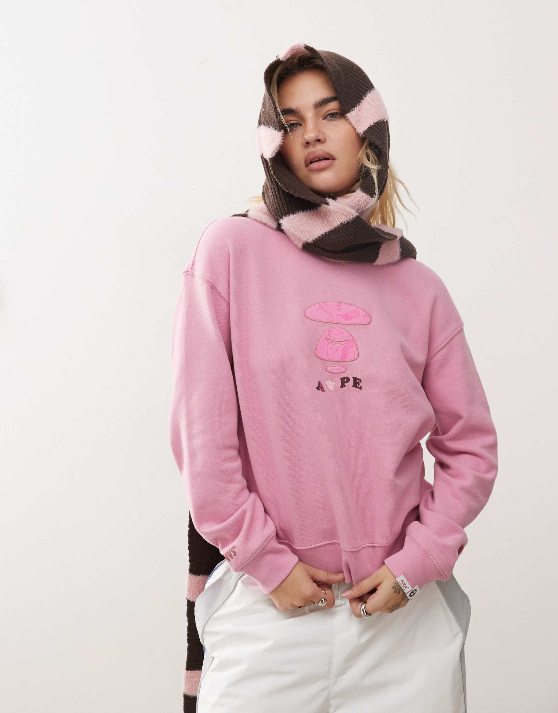 aape by a bathing ape logo sweatshirt in pink