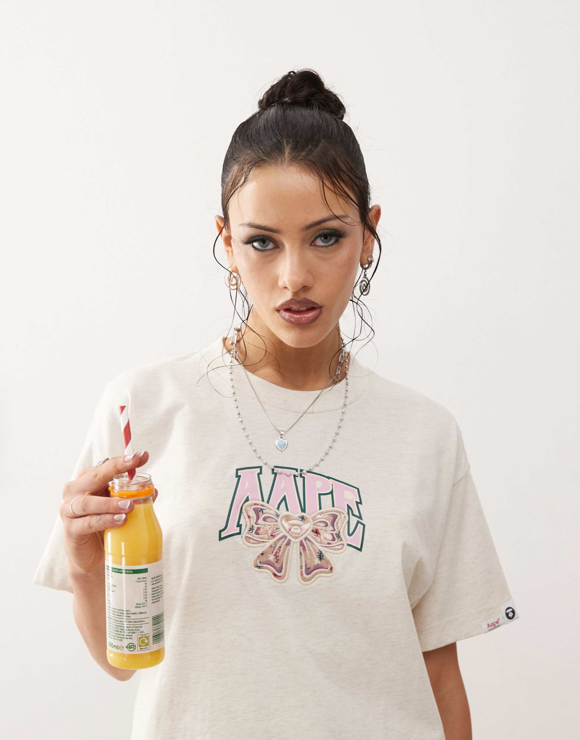 aape by a bathing ape logo t-shirt in ivory