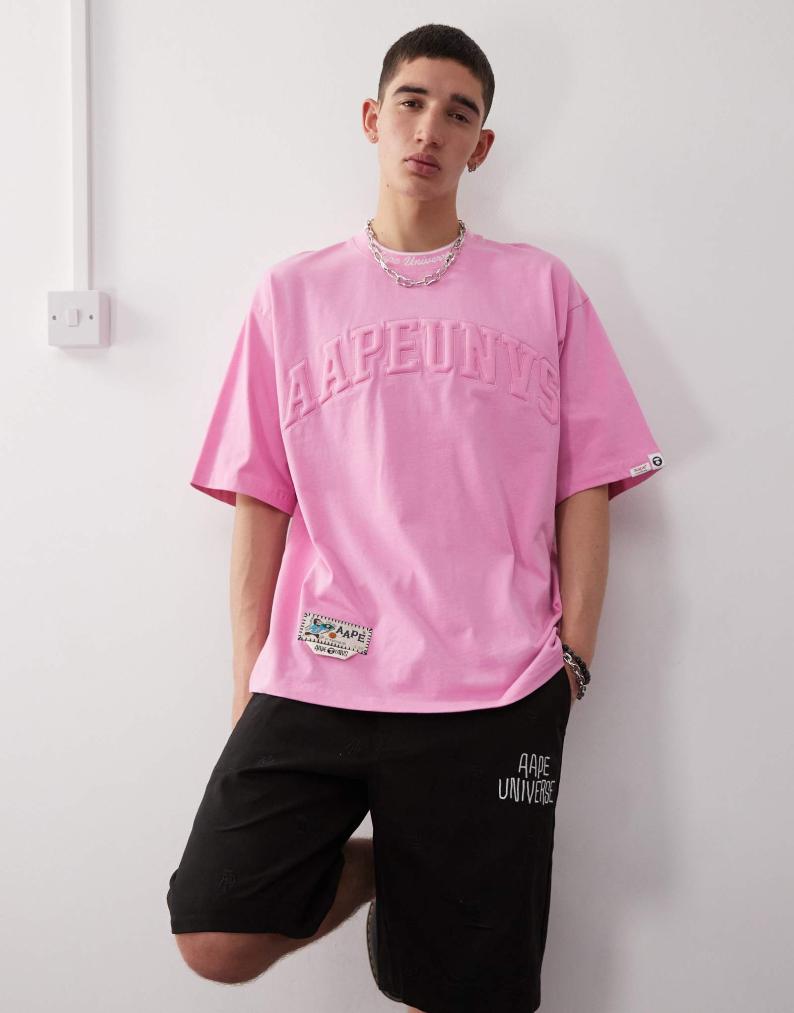 Розовая футболка с логотипом AAPE By A Bathing Ape 