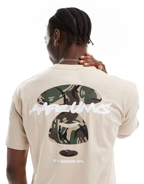 Aape By A Bathing Ape logo t-shirt with camo back print in beige - view 1