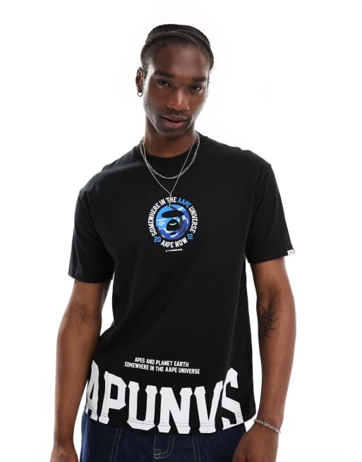 Aape By A Bathing Ape logo t-shirt with camo back print in black