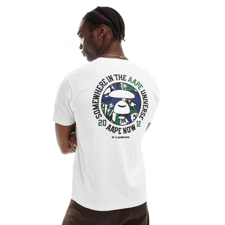 Aape By A Bathing Ape logo t shirt with camo back print in white ASOS