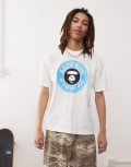 [AAPE BY A BATHING APE®] Aape by A Bathing Ape logo t-shirt with chest print in off white Chest 32 CREAM