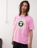 [AAPE BY A BATHING APE®] Aape by A Bathing Ape logo t-shirt with chest print in pink Chest 34 PINK