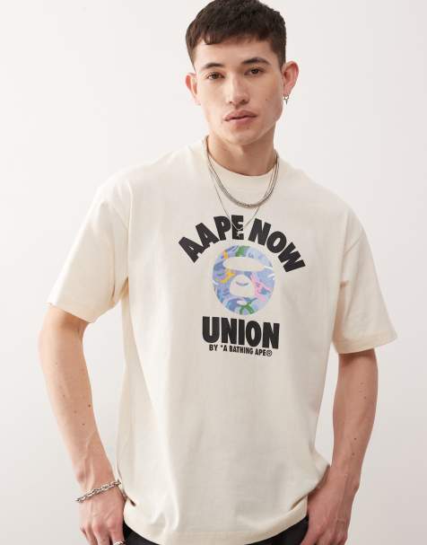 Aape by A Bathing Ape logo union t-shirt in off white - view 1