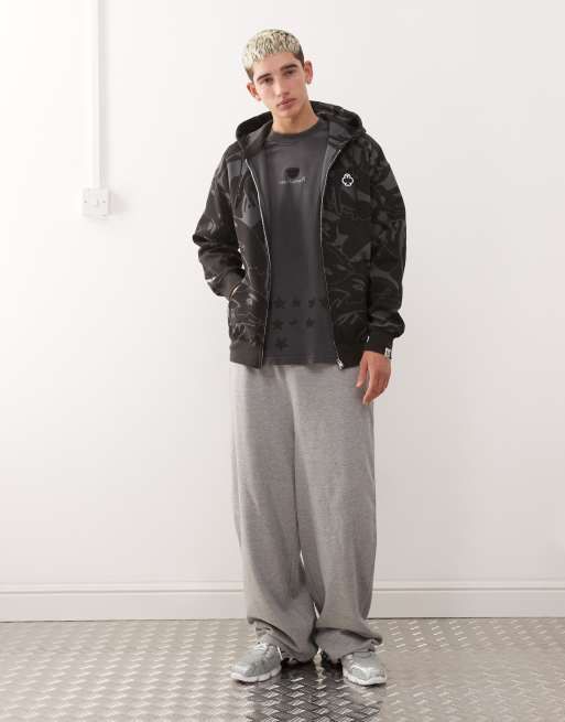 Aape by A Bathing Ape logo zip up hoodie with back print in dark gray camo, 2 of 5