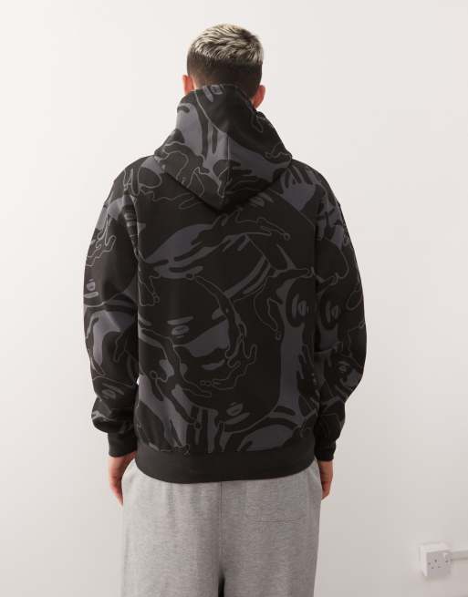 Aape by A Bathing Ape logo zip up hoodie with back print in dark