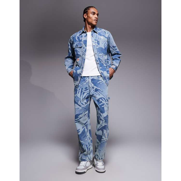 Aape by A Bathing Ape long sleeve denim set in blue camo | ASOS