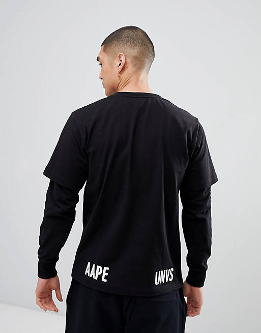 AAPE By A Bathing Ape Long Sleeve Layered T-Shirt With Sleeve