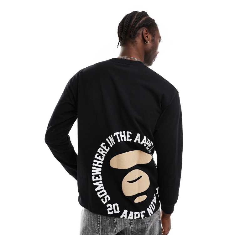 AAPE by A Bathing Ape long sleeve logo T-shirt in black | ASOS