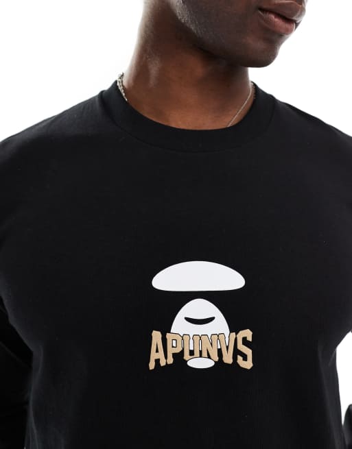 AAPE by A Bathing Ape long sleeve logo T-shirt in black | ASOS
