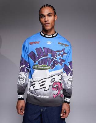 Aape by A Bathing Ape long sleeve motocross t-shirt in blue | ASOS