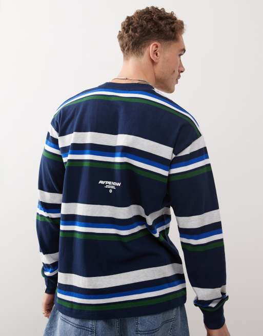 Aape By A Bathing Ape long sleeve stripe t-shirt in navy | ASOS