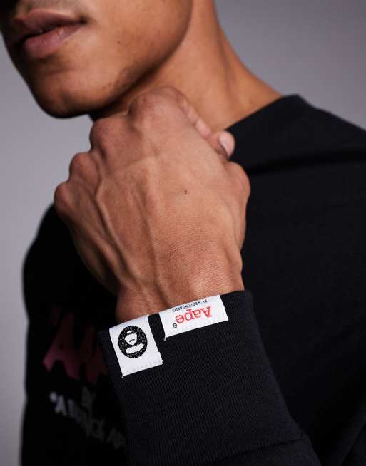 Aape by A Bathing Ape long sleeve t-shirt in off black with back print, 5 of 5