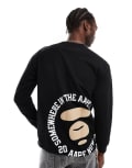 [AAPE BY A BATHING APE®] Aape By A Bathing Ape long sleeve universe t-shirt in black Chest 34 BLACK