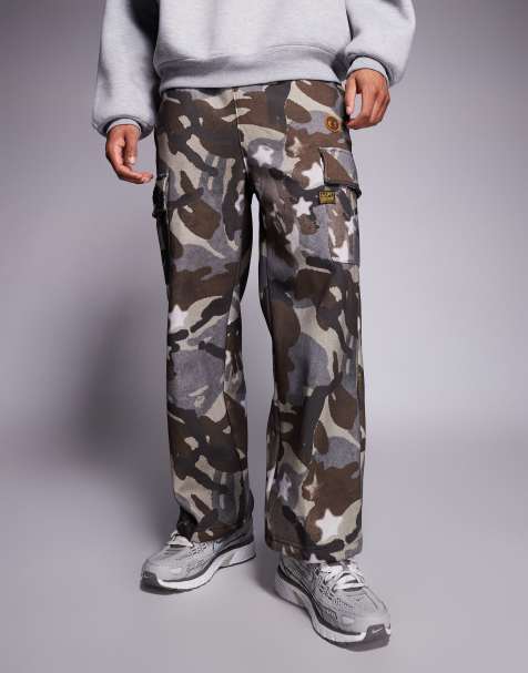 Aape by A Bathing Ape loose fit cargo trousers in brown camo print