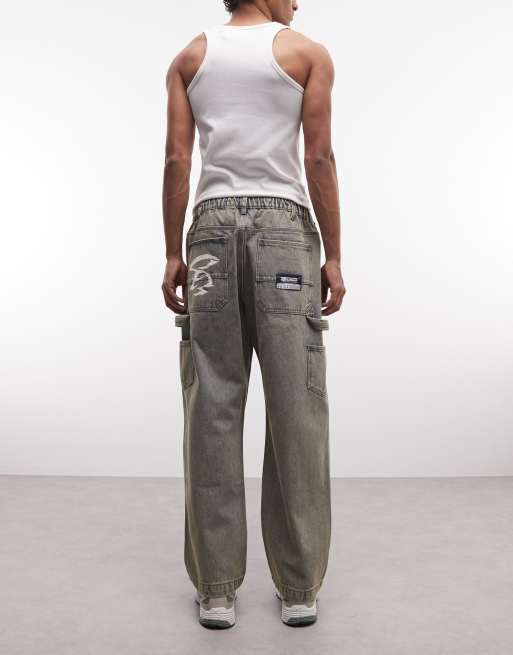 Aape by A Bathing Ape loose fit carpenter denim jeans in vintage blue, 3 of 5