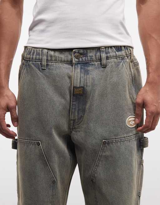 Aape by A Bathing Ape loose fit carpenter denim jeans in vintage blue, 5 of 5