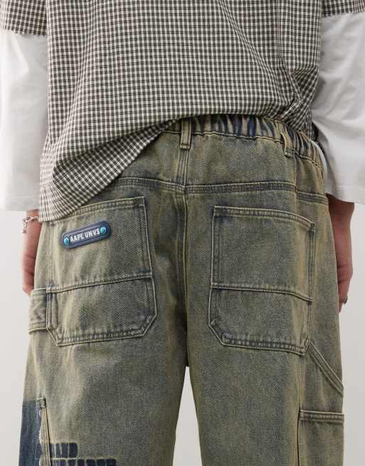 【A BATHING APE】LOOSE DENIM A Bathing Ape Men Bape Relaxed Fit Denim Pants navy indigo