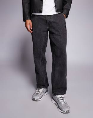 AAPE BY A BATHING APE® Aape by A Bathing Ape loose fit cotton twill trousers in black spray dye