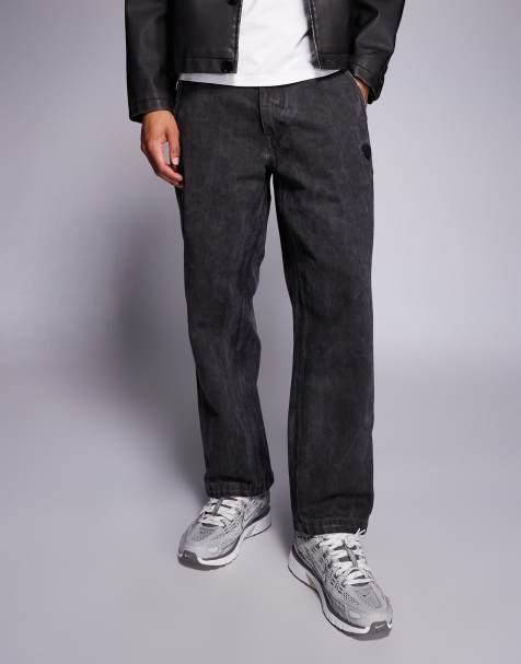 Aape by A Bathing Ape loose fit cotton twill trousers in black spray dye