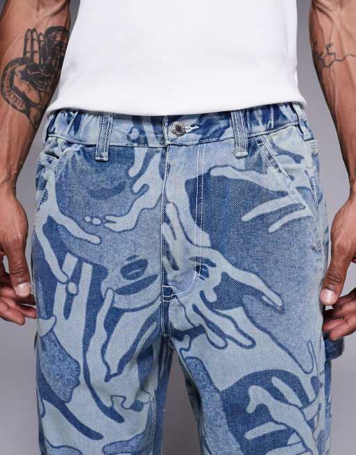 Aape by A Bathing Ape loose fit denim jeans co-ord in blue camo, 5 of 5