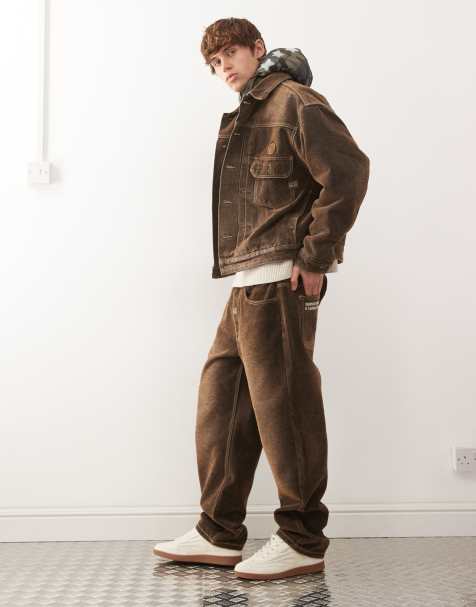 Aape by A Bathing Ape loose fit denim jeans in dark brown - part of a set - view 1