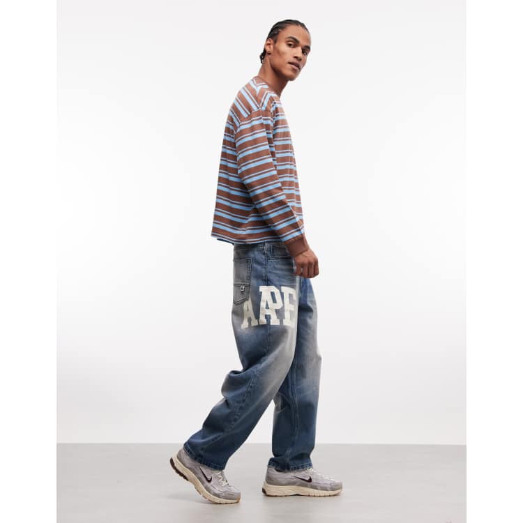 Aape by A Bathing Ape loose fit denim jeans in washed blue with