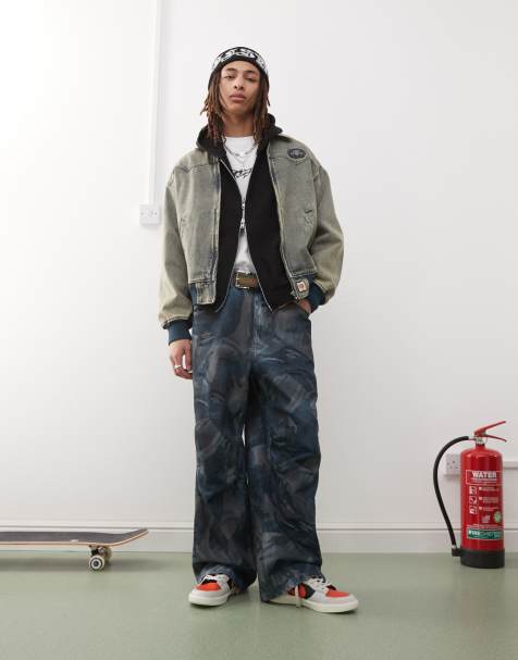 Aape by A Bathing Ape loose fit jaquard jeans in blue wash - view 1