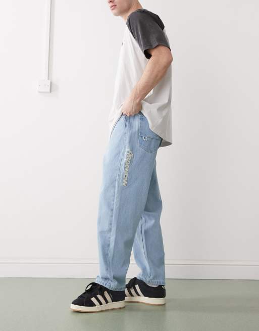 AAPE By A Bathing Ape loose fit jeans in light wash 