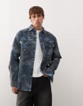 [AAPE BY A BATHING APE®] Aape by A Bathing Ape loose fit long sleeve denim shirt in blue camo jacquard Chest 36 Blue camo