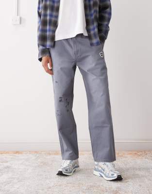 Aape By A Bathing Ape Loose Fit Moleskin Pants In Gray