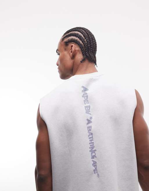 Aape by A Bathing Ape loose fit sleeveless singlet in grey with chest and back print, 2 of 5
