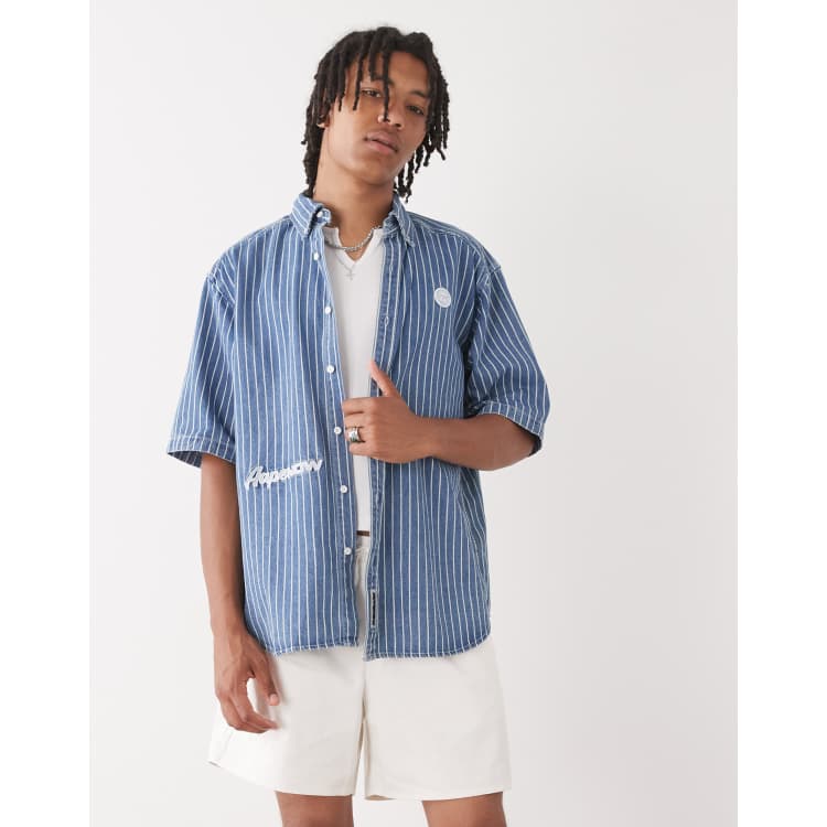 Aape by A Bathing Ape loose fit striped denim short sleeve