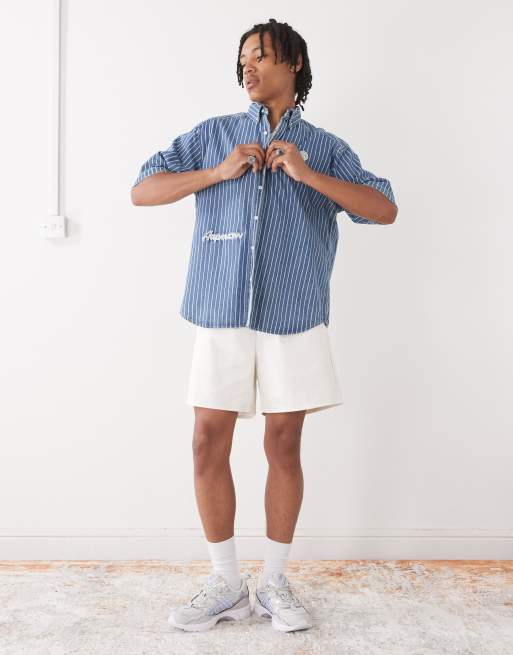 Aape by A Bathing Ape loose fit striped denim short sleeve
