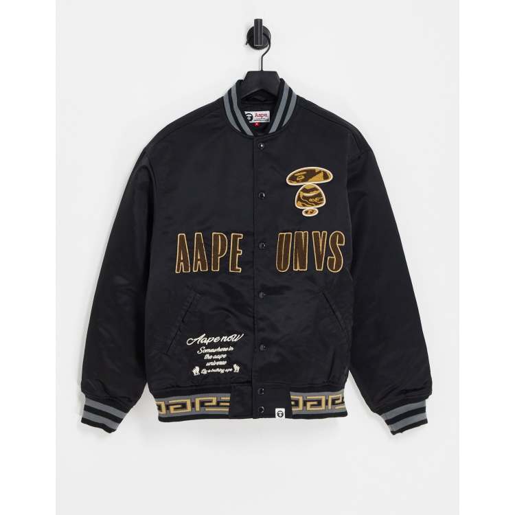 AAPE By A Bathing Ape lux varsity jacket in black