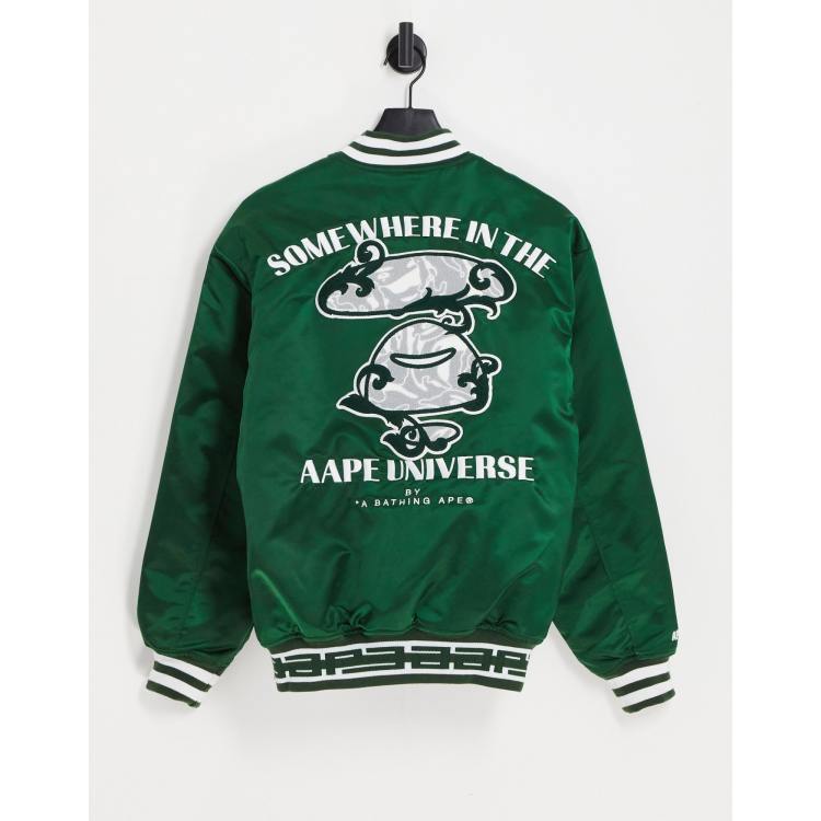 AAPE By A Bathing Ape lux varsity jacket in green