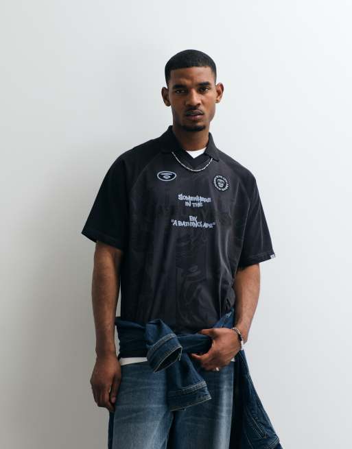 Aape by A Bathing Ape - Maglia sportiva nera slavata con logo, 5 di 5