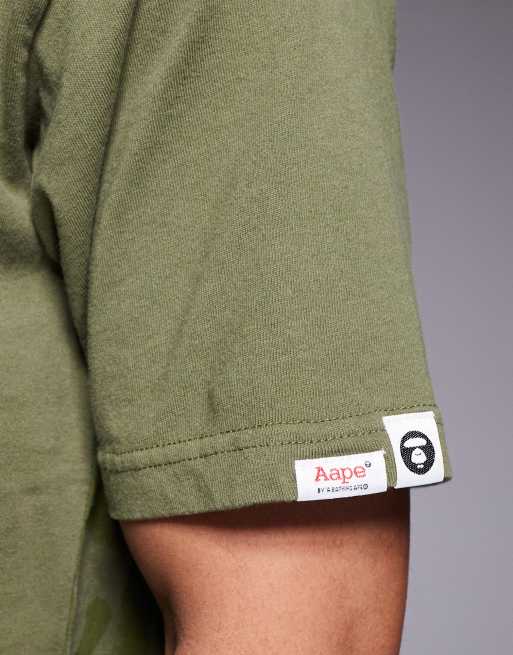 Aape by A Bathing Ape - Maglietta squadrata verde con stampa stile graffiti sulla schiena, 5 di 5