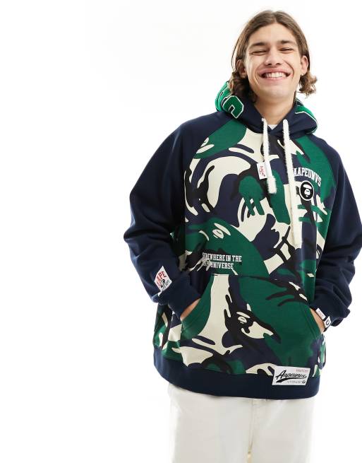 AAPE By A Bathing Ape – Marinblå huvtröja i collegestil, 2 av 4